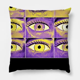 Nonbinary Pride Painted Eyes Collage Pillow