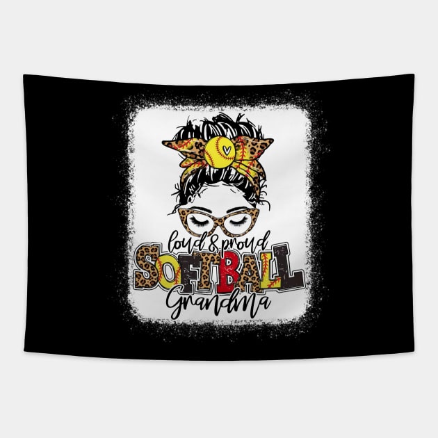 Softball Grandma Messy Bun Shirt Softball Grandma Tapestry by Wonder man 