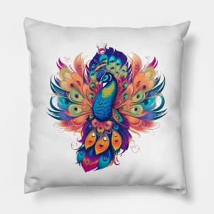 Rainbow of Peacock Delight Pillow