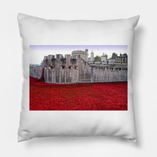 Tower of London Red Poppies Pillow