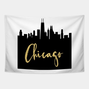 CHICAGO ILLINOIS DESIGNER SILHOUETTE SKYLINE ART Tapestry