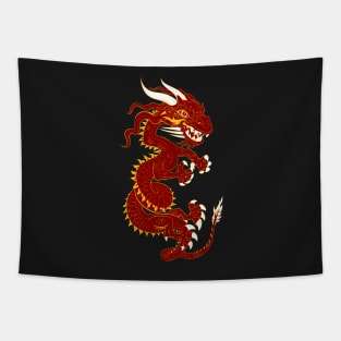 Red Dragon with Golden Style Tapestry