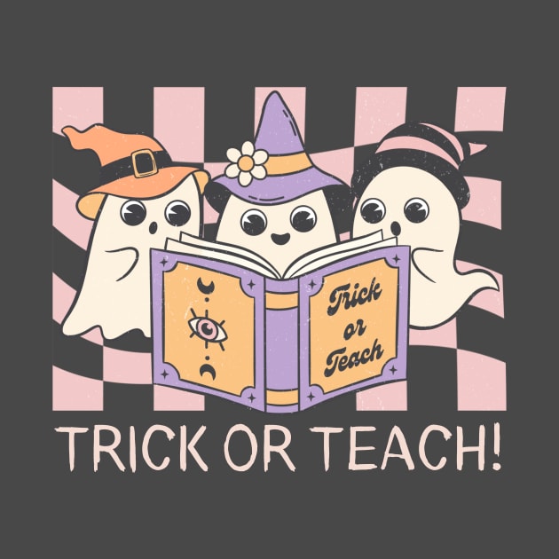 Groovy Halloween Trick or Teach Retro Ghost Teacher by K.C Designs