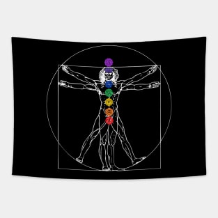 Vitruvian Man Chakras - Art Tapestry