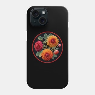 Fiery Dahlias Embroidered Patch Phone Case