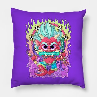 Cute Kawaii Oni Japanese demon Harajuku Pastel Goth Art Pillow