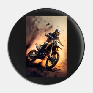 Fast Dirt bike rider on mars W/ mud CGI style Pin