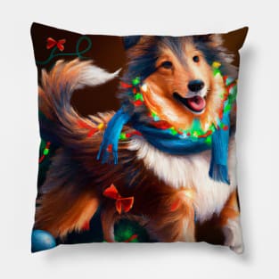 Cute Sheltie Drawing Pillow