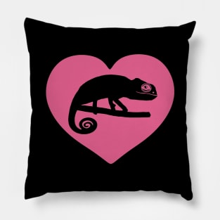 Pink Cute Chameleon Heart for Chameleon Lovers Pillow