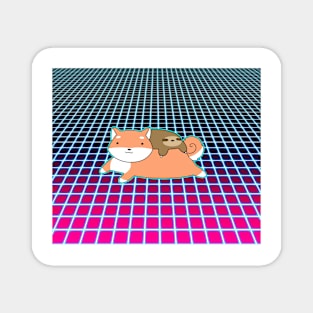 Little Sloth and Shiba Vaporwave Magnet