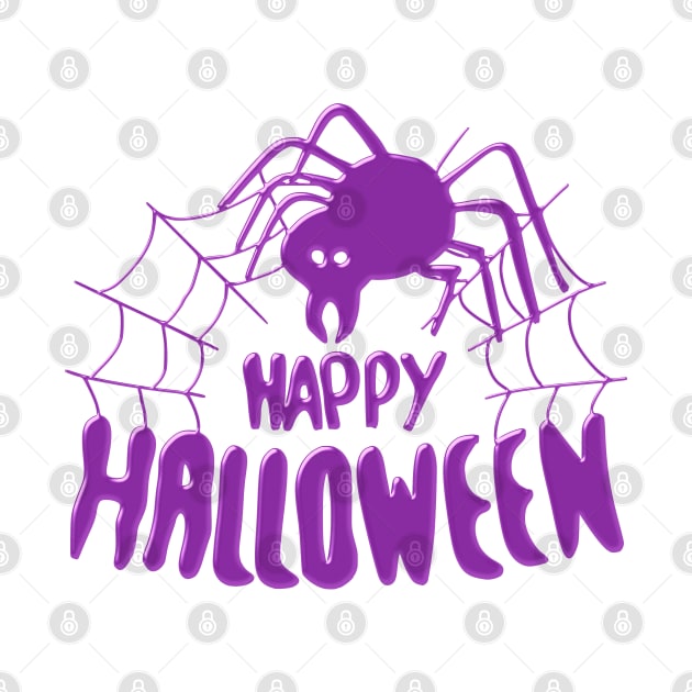 Happy Halloween Spider web purple by DigillusionStudio