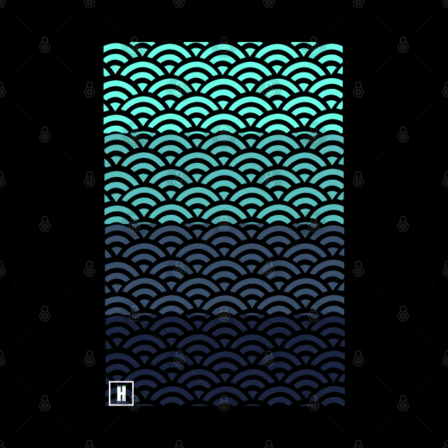 Retro Japanese Clouds Pattern RE:COLOR 18 by HCreatives