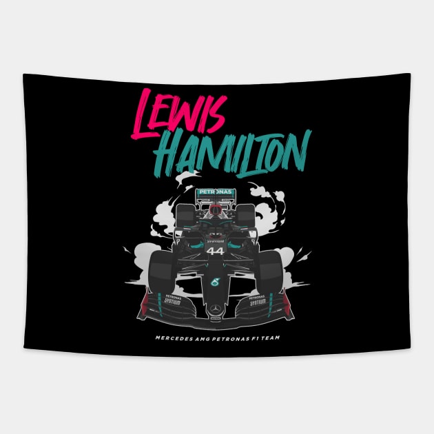 Lewis Hamilton Formula 1 Tapestry by jaybeetee