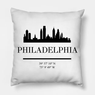 PHILADELPHIA PENNSYLVANIA BLACK SILHOUETTE SKYLINE ART Pillow