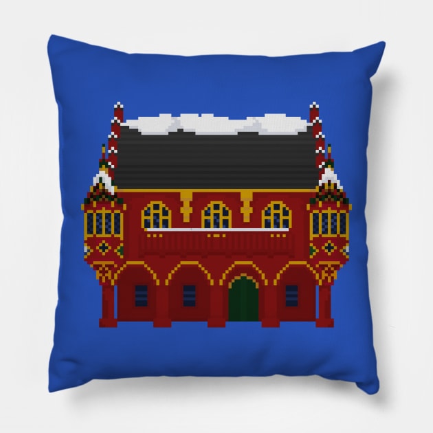 Historical Merchants' Hall Pixel Art Pillow by toffany's