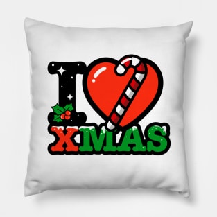 I heart candy cane  xmas Pillow