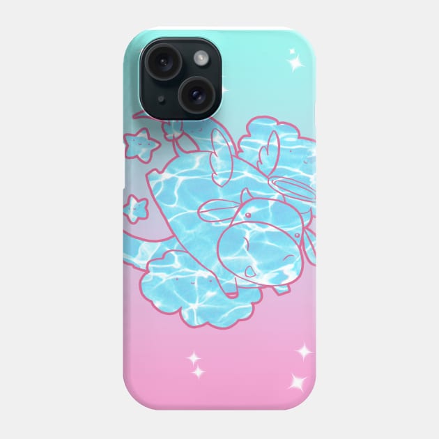 Ombre Pink and Cyan Angel Cow Phone Case by saradaboru