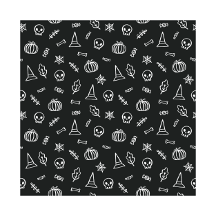 Halloween Doodle Black and White T-Shirt