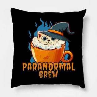 Paranormal Brew | Witch Cat in a Cup Pillow