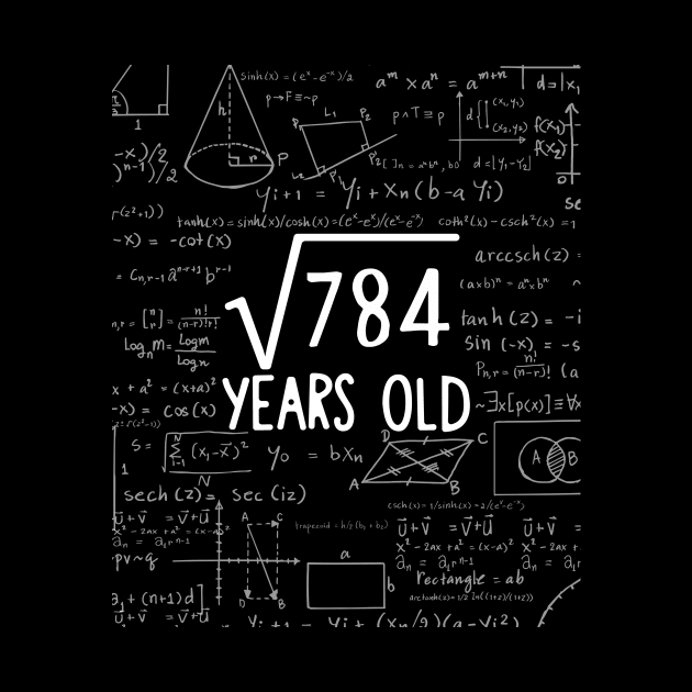 Square Root of 784: 28th Birthday 28 Years Old T-Shirt by johnii1422