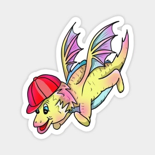 Cute Flying Dragon in a Baseball Cap Magnet