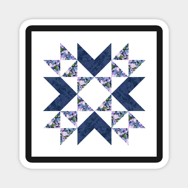 Traditional vintage quilt block pattern blue Magnet by InkLove