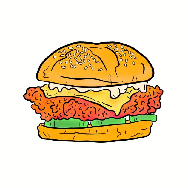 Big juicy crunchy spicy chicken sandwich by Sasha Banana 