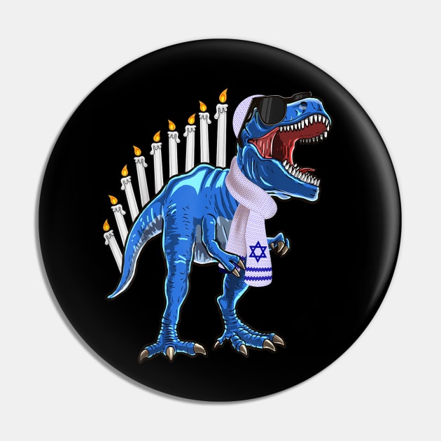 Menorasaurus Rex T Rex Dinosaur Hanukkah Gift for Boys Pin by HBart