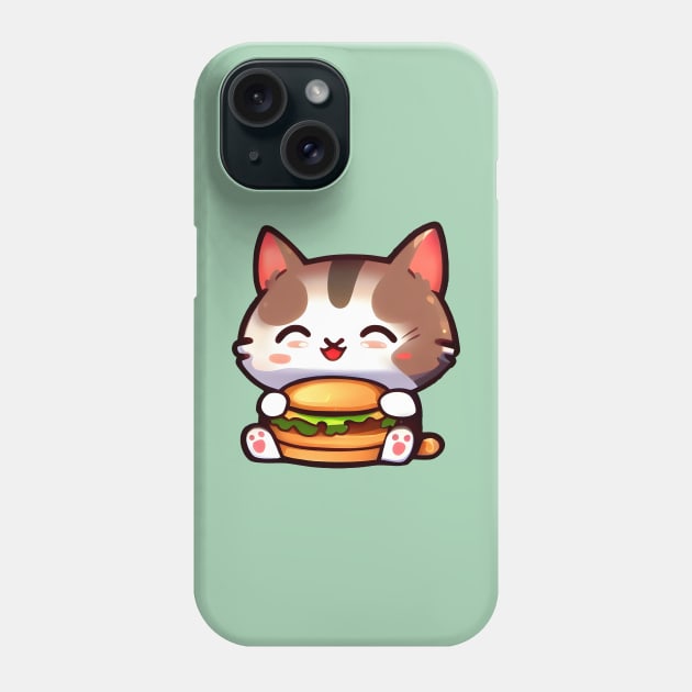 a cute cat holding a burger Phone Case by Arteria6e9Vena