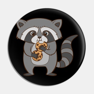 A cute raccoon eats cookies. Pin