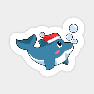 Dolphin Christmas Santa hat Magnet