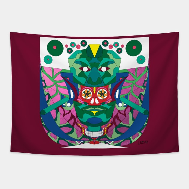 red velvet queen in palenque mexico ecopop sorcery of the death art Tapestry by jorge_lebeau