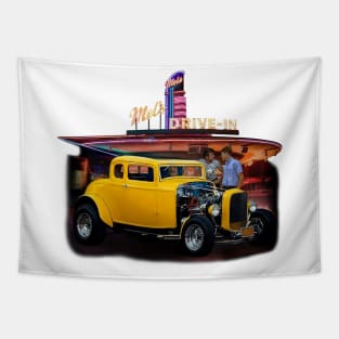 Funny American Graffiti  Racing Car Tapestry