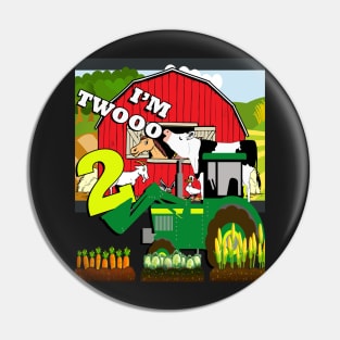 Kid's Birthday 2 Year Old Cute Farm Design Tractor Pin