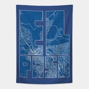 El Paso, Texas, USA City Map Typography - Blueprint Tapestry