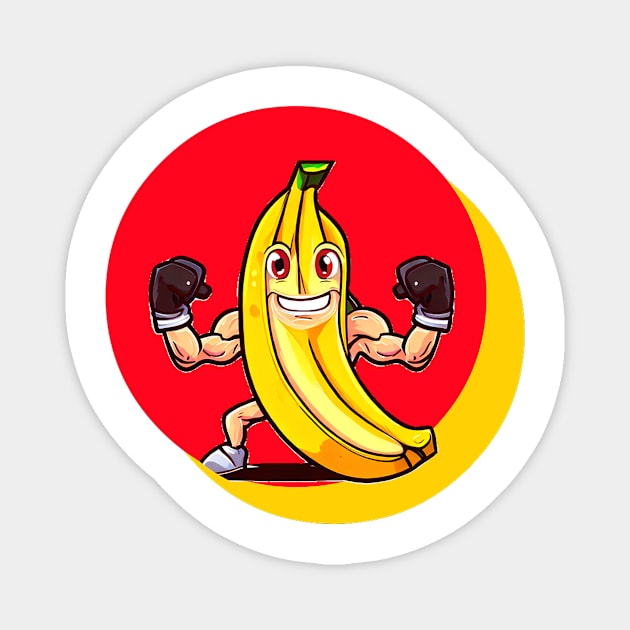 Cute muscle banana Magnet by ramith-concept