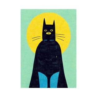 Retro Bat Cat Retro Poster Vintage Art Bat Wall Turquoise Movie Illustration T-Shirt