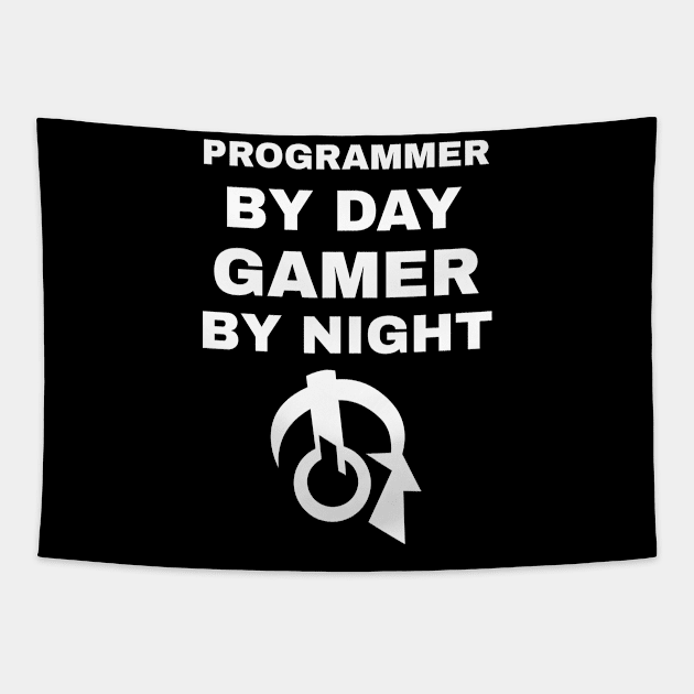 Programmer By Day Gamer By Night Tapestry by fromherotozero