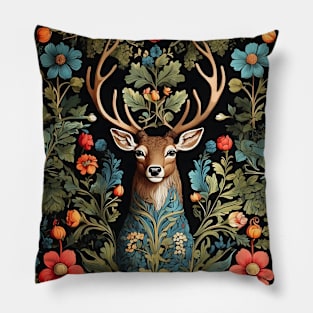 Forest Deer - William Morris Inspired Art Pillow