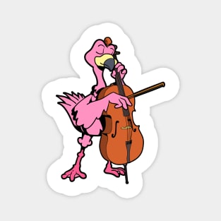 Comic Flamingo spielt Cello Magnet