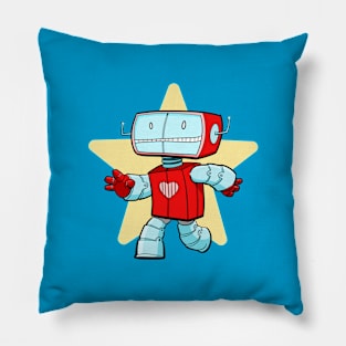 Hugbot the Robot with a Heart Full of Love. Pillow