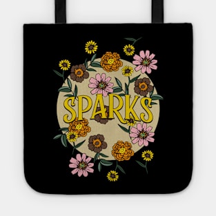 Sparks Name Personalized Flower Retro Floral 80s 90s Name Style Tote