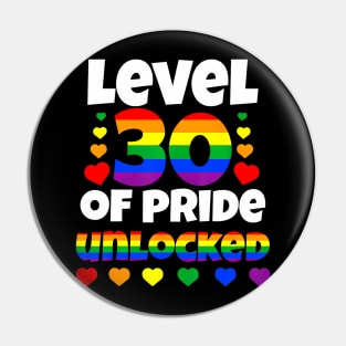 Level 30 of Pride Unlocked LGBT 30th Birthday Pin