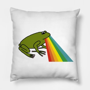 Animals with Rainbow Puke Green Frog Pillow