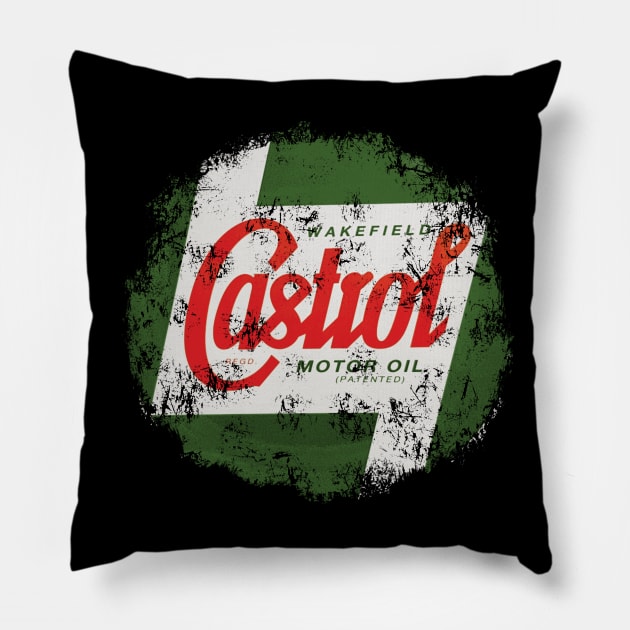 Castrol Wakefield motor oil Pillow by Midcenturydave