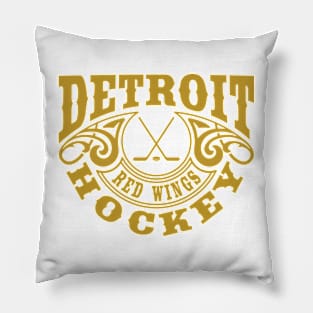 Vintage Retro Detroit Red Wings Hockey Pillow