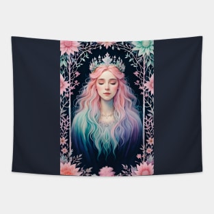 Sleeping beauty princess surrounded by flowers Tapestry