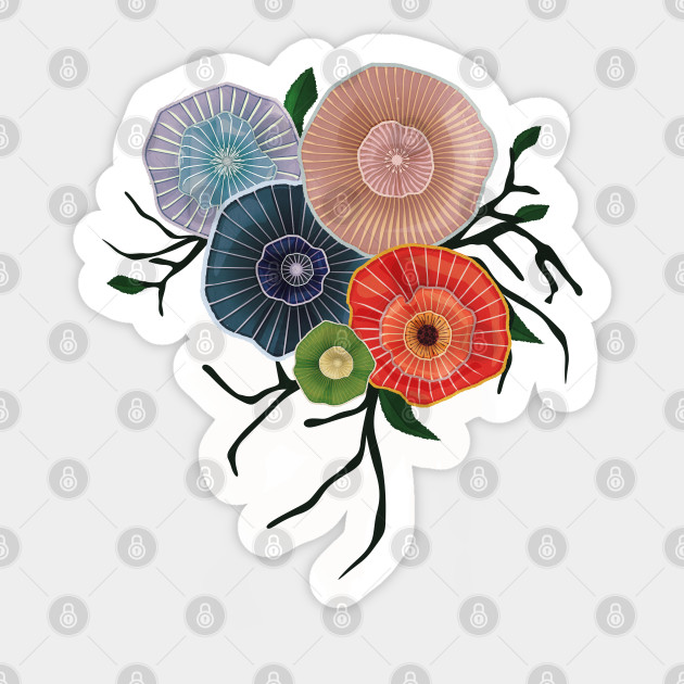 Abstract Flower Design Abstract Flowers Sticker Teepublic