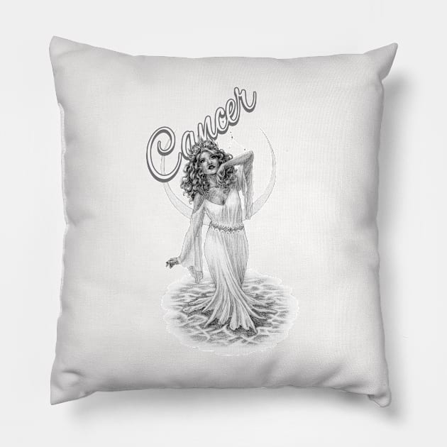 Cancer Goddess Pillow by Aurora Illustration