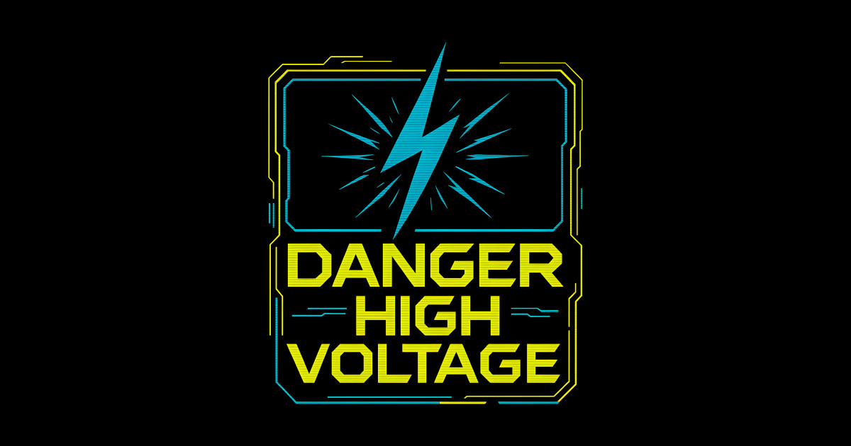 Danger High Voltage Blue Lightning - Danger High Voltage - Sticker ...